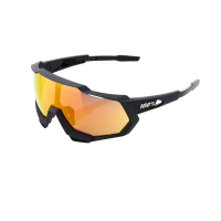 LENTES CICLISMO 100% SPEEDTRAP - SOFT TACT BLACK - HIPER RED MULTILAYER MIRROR LENS