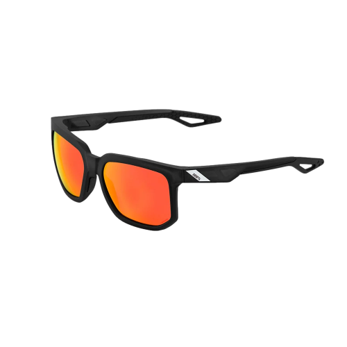 LENTES CICLISMO 100% CENTRIC - SOFT TACT CRYSTAL BLACK - HIPER RED MULTILAYER MIRROR LENS