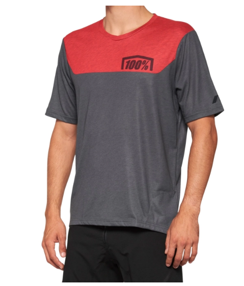 JERSEY 100% AIRMATIC SHORT SLEEVE CHARCOAL/RACER RED